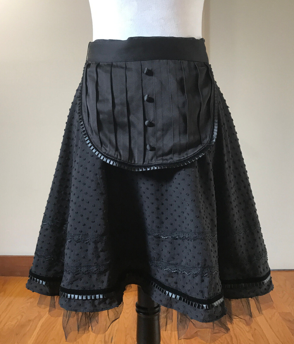 Vintage Lip Service Devil Dolls Goth Victorian Retro Maid Black Apron Skirt